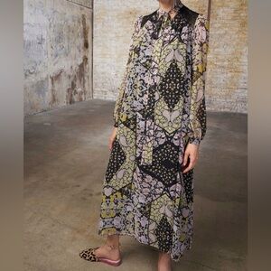 Long-Sleeve Tie-Neck Maxi Spring 2018 ready to wear Giamba by Giambattista Valli